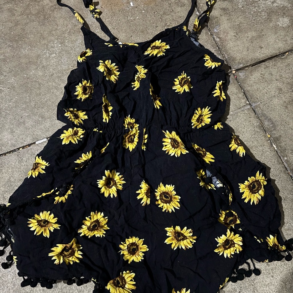 Sunflower Print Black romper